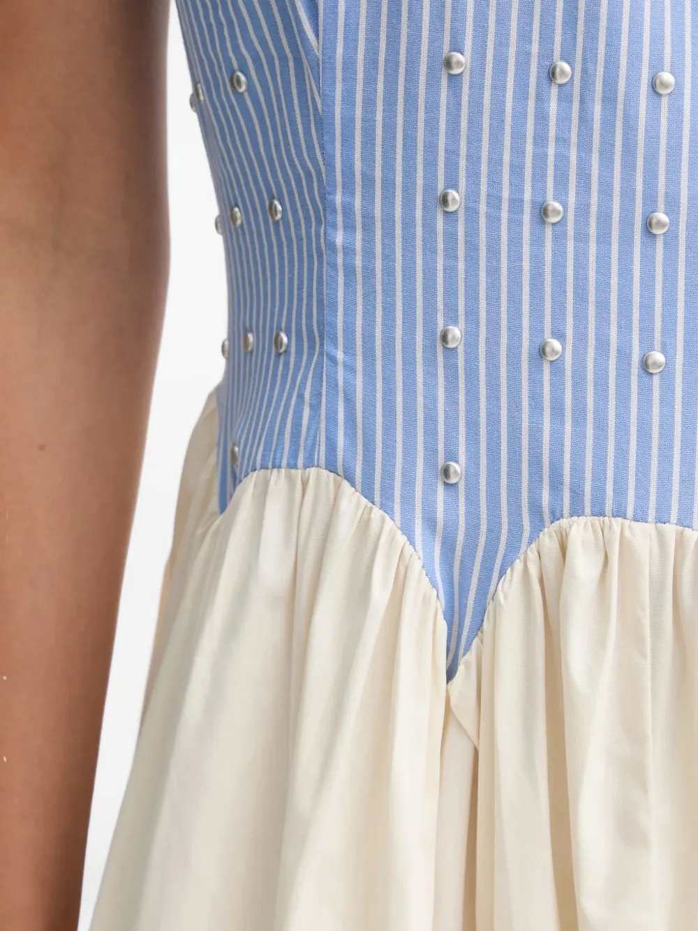 Never Fully Dressed Striped Embellished Maxi Dress In Blue