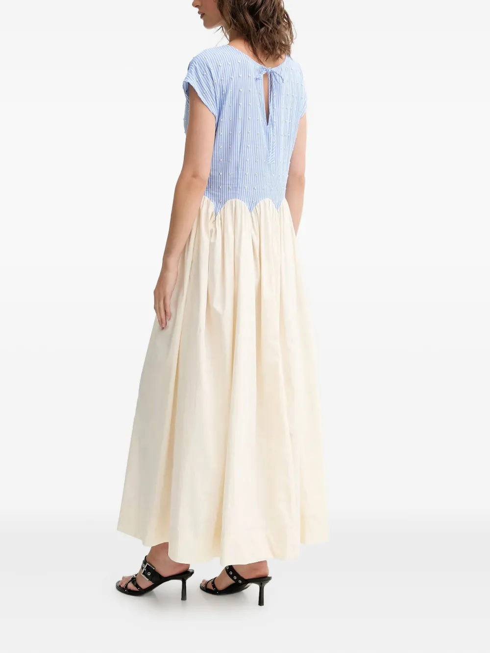 Never Fully Dressed Striped Embellished Maxi Dress In Blue