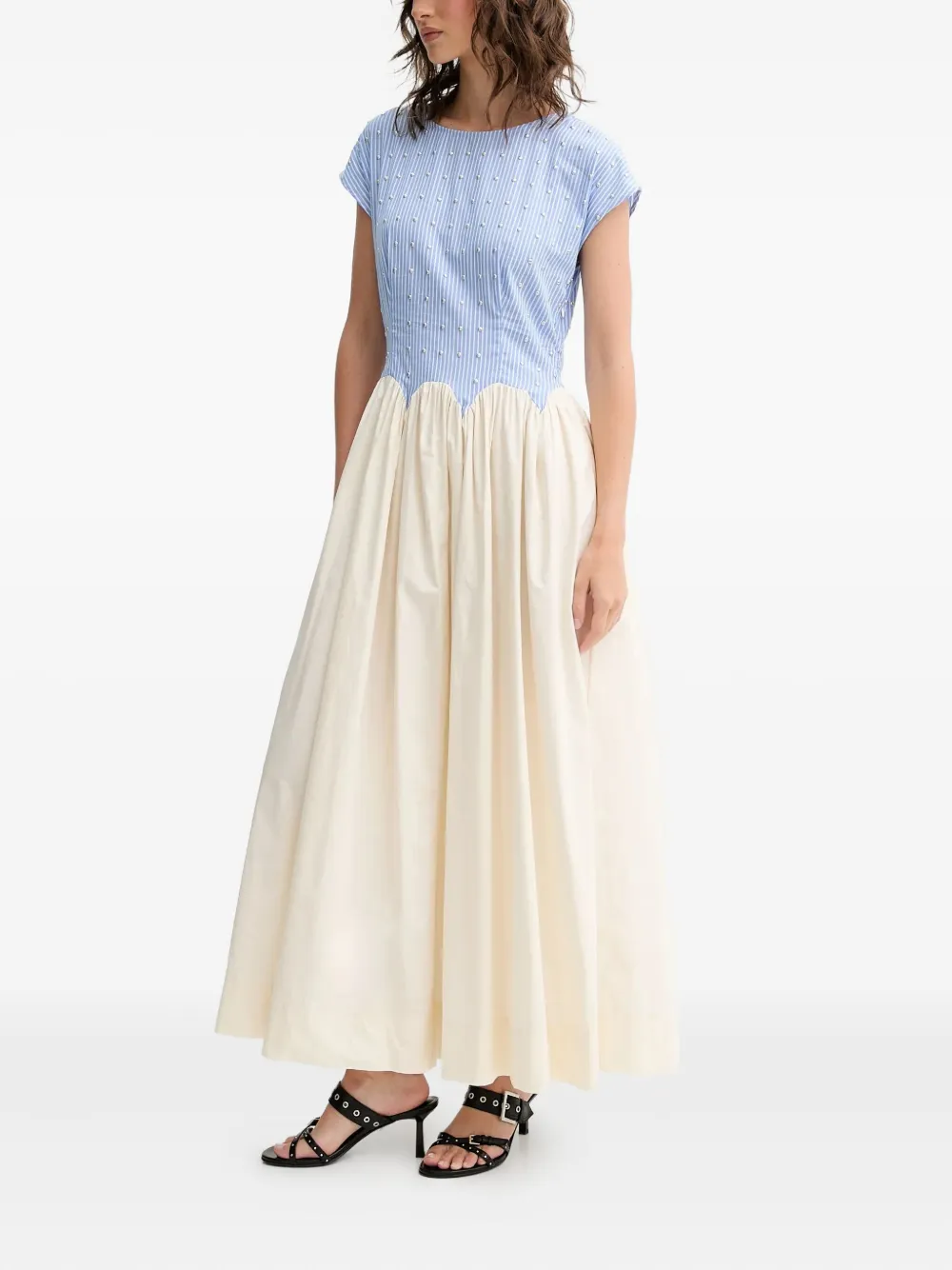 NEVER FULLY DRESSED striped embellished maxi dress - Blauw