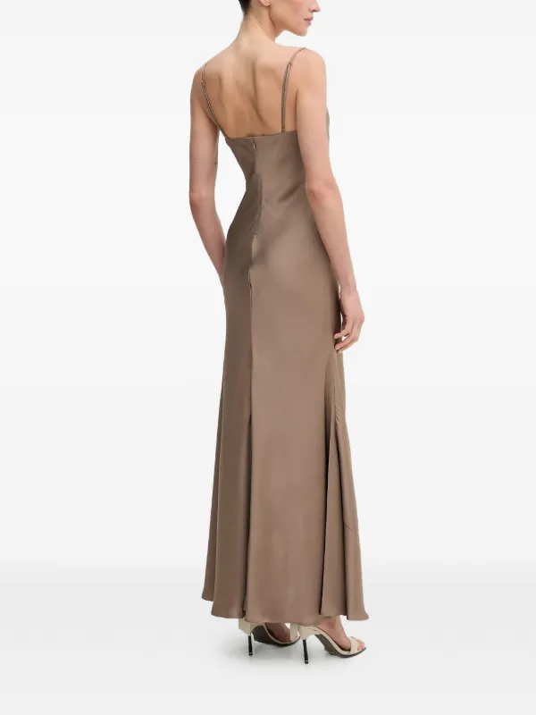 Bardot Monroe cowl-neck Maxi Dress | Brown | FARFETCH