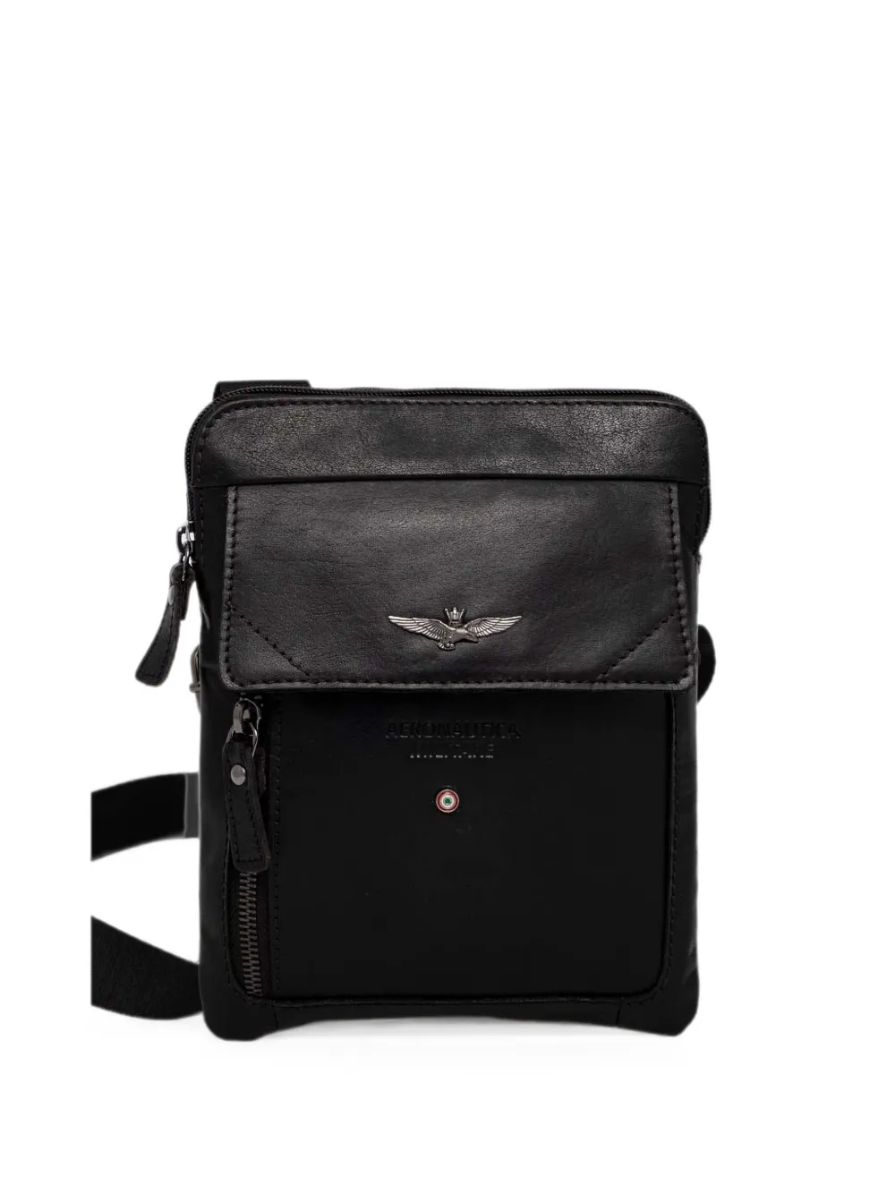 Aeronautica Militare logo-plaque leather belt bag - Nero