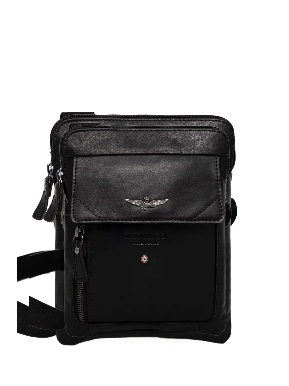 Aeronautica Militare logo-plaque leather belt bag - Nero