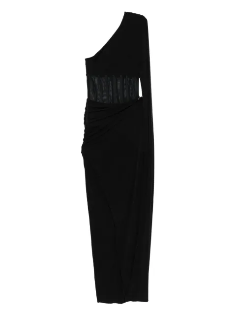 NISSA one-shoulder sheer-insert maxi dress