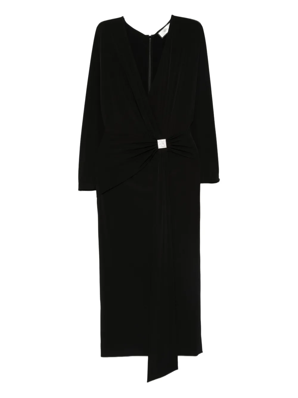 NISSA crystal-embellishment midi dress Zwart