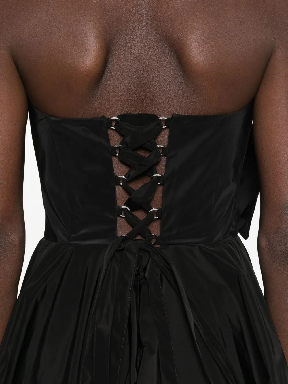 NISSA rose-embellished A-line midi dress Zwart