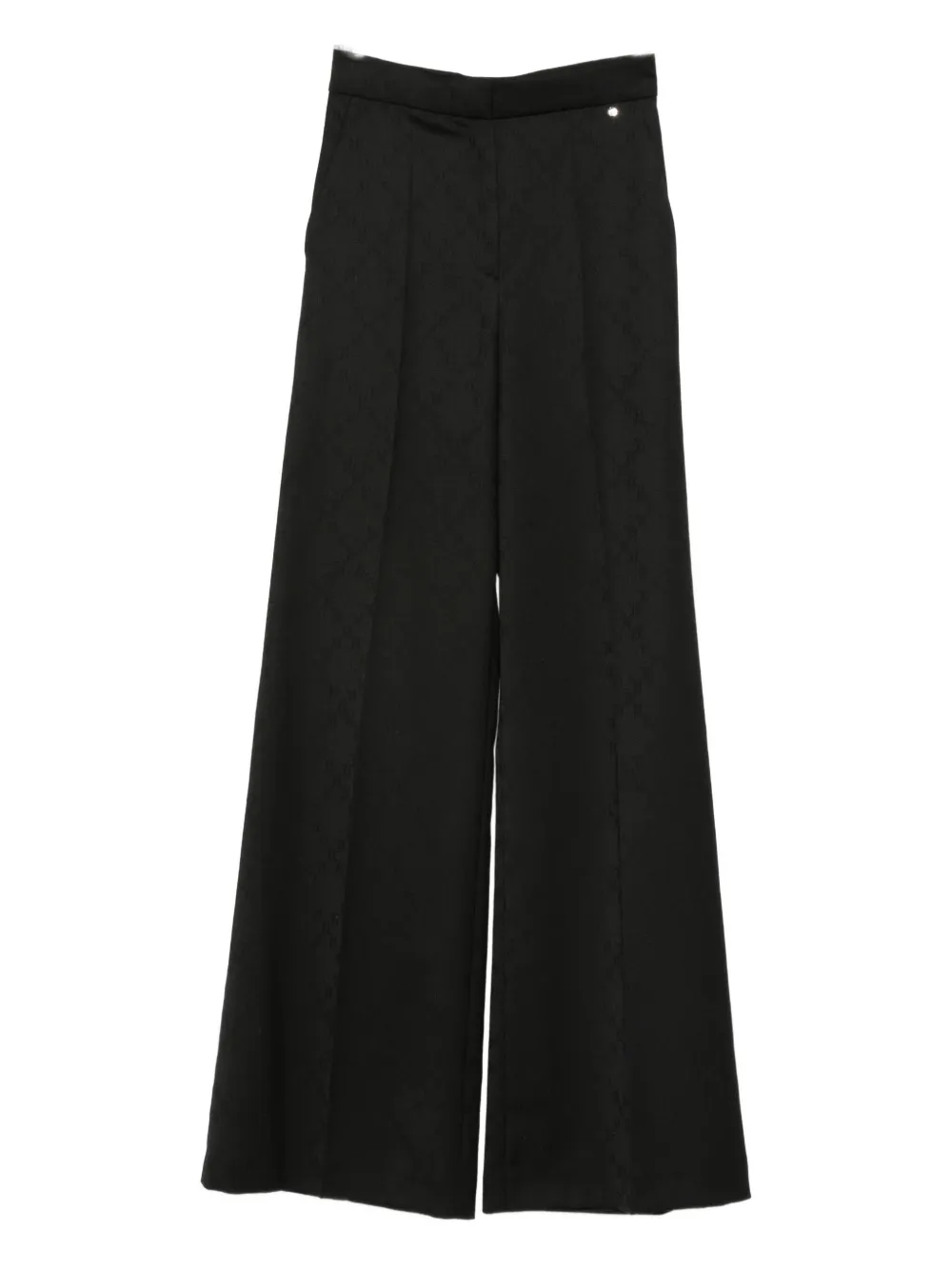 Nissa Pressed-pleat Geometric-pattern Trousers In Black