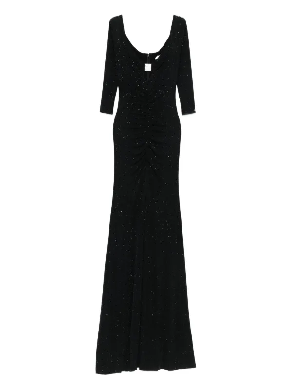 NISSA glitter-embellished three-quarter Sleeve Maxi Dress | Black |  FARFETCH ID