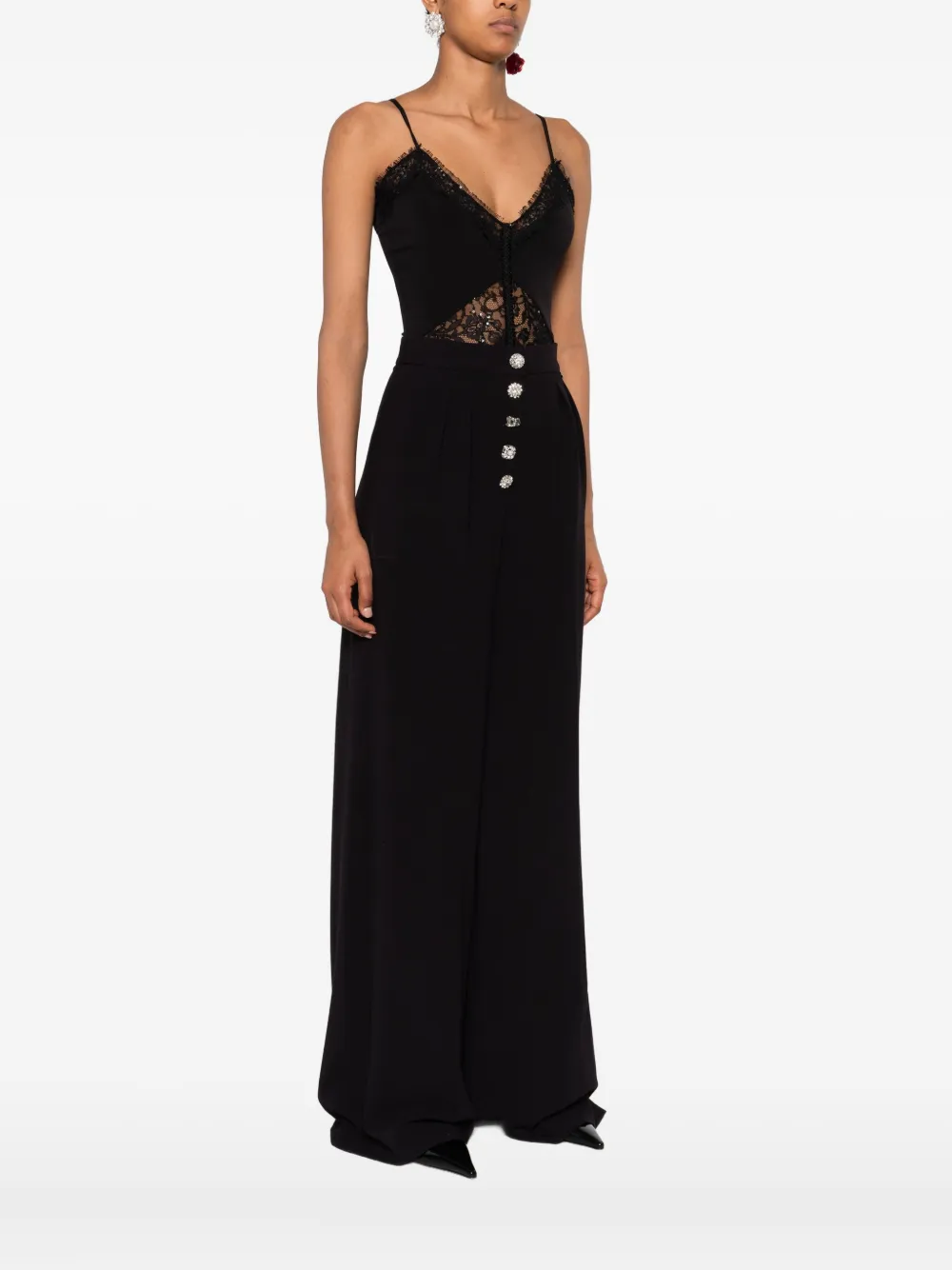 Nissa Embellished Lace-sequin Bodysuit In Black