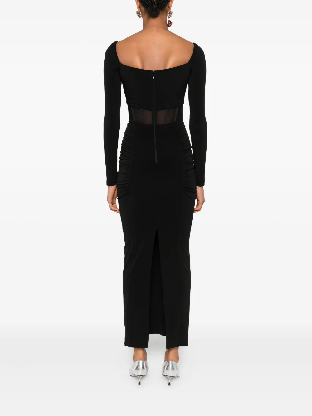 NISSA Midi-jurk met lange mouwen Zwart