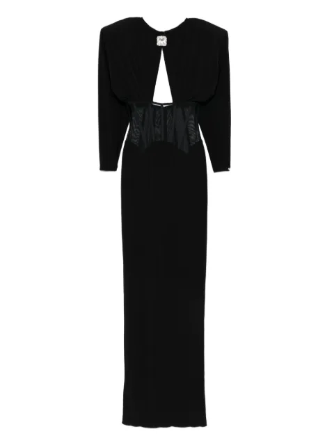 NISSA padded-shoulder panel-insert maxi dress