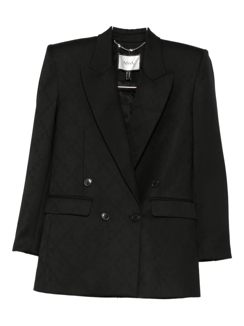 Nissa Double-breasted Textured Jacket In Black