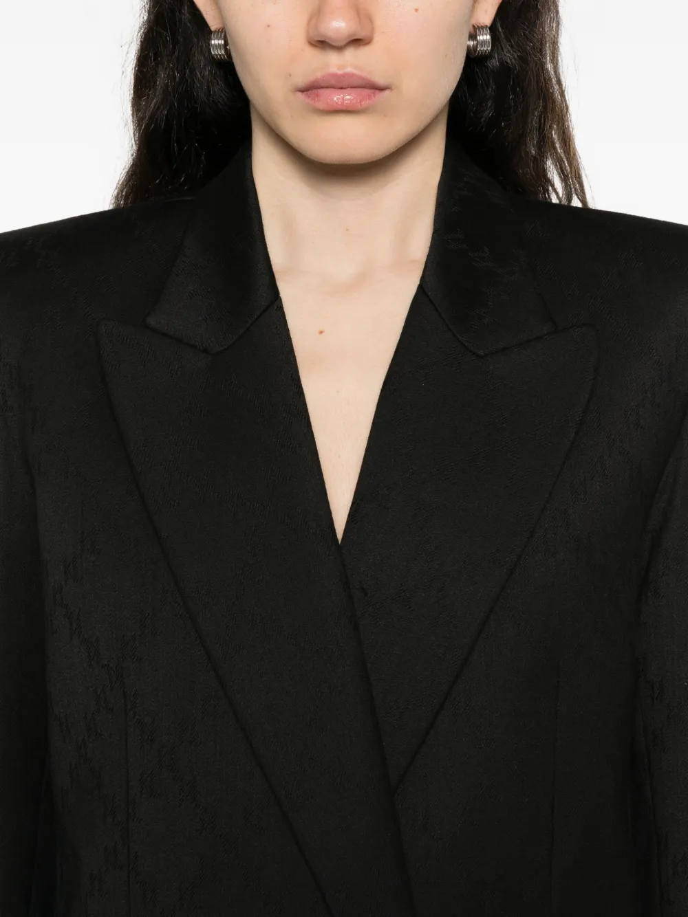 Nissa Double-breasted Textured Jacket In Black