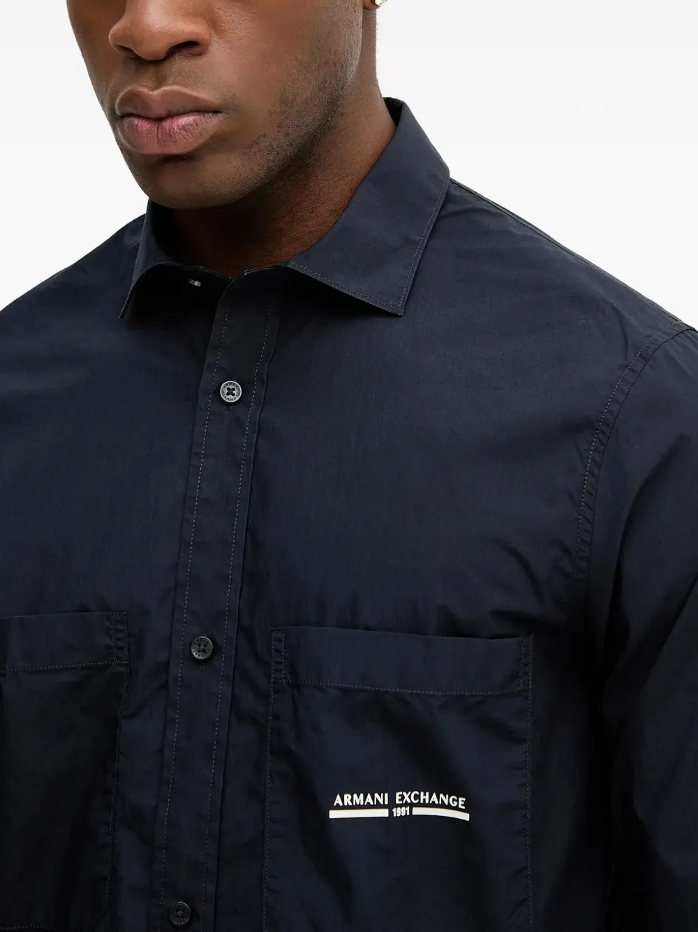 Armani Exchange Overhemd met zak Blauw