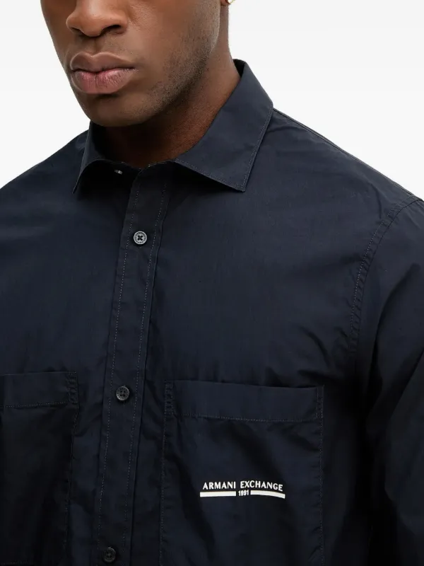 Armani Exchange Pocket Men Shirt - Blue Armani Exchange Pocket Men Shirt - Blue