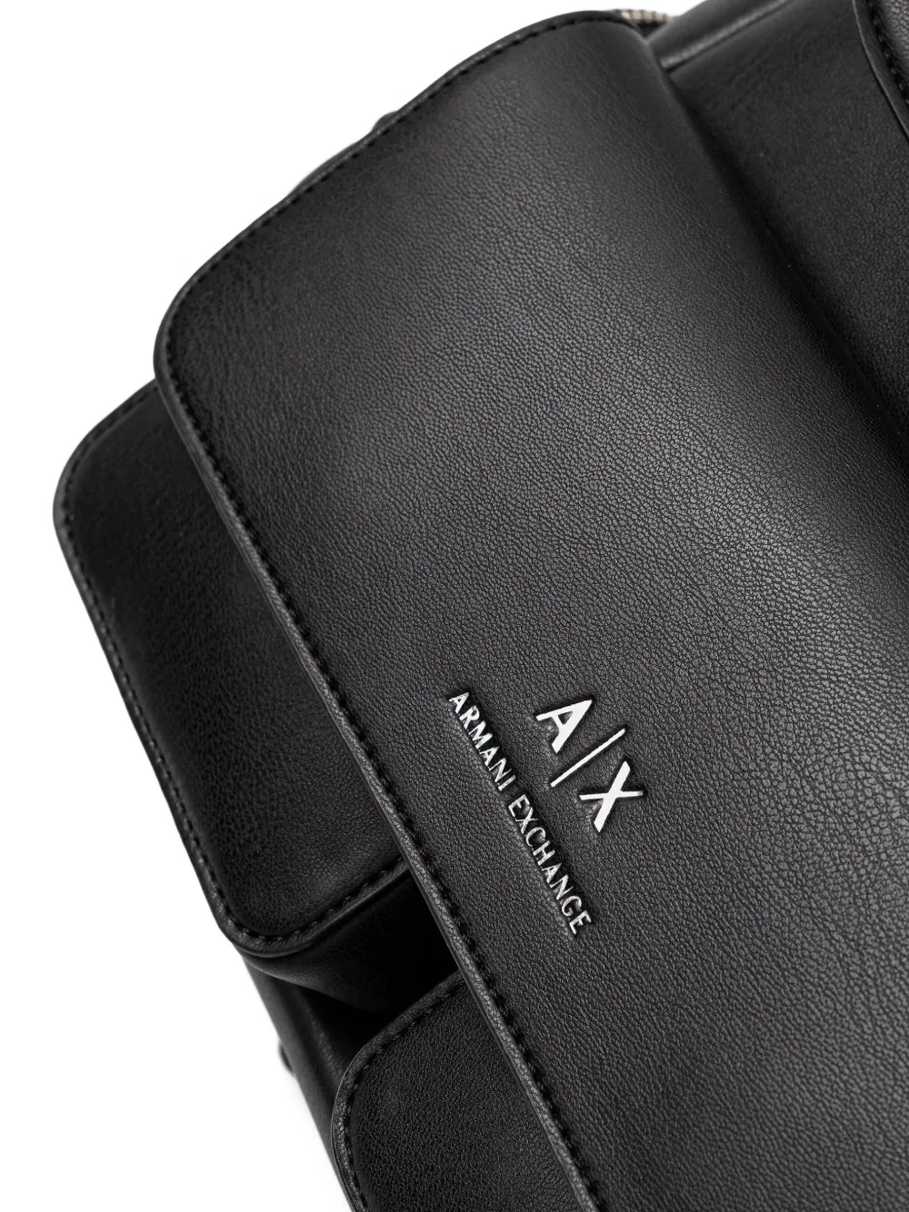 Armani Exchange Flap-pocket Top-handle Backpack In Black