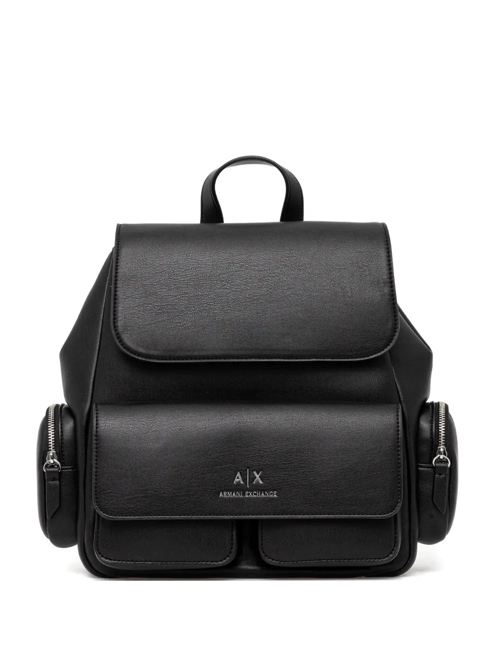 Armani Exchange Flap-pocket Top-handle Backpack In Black