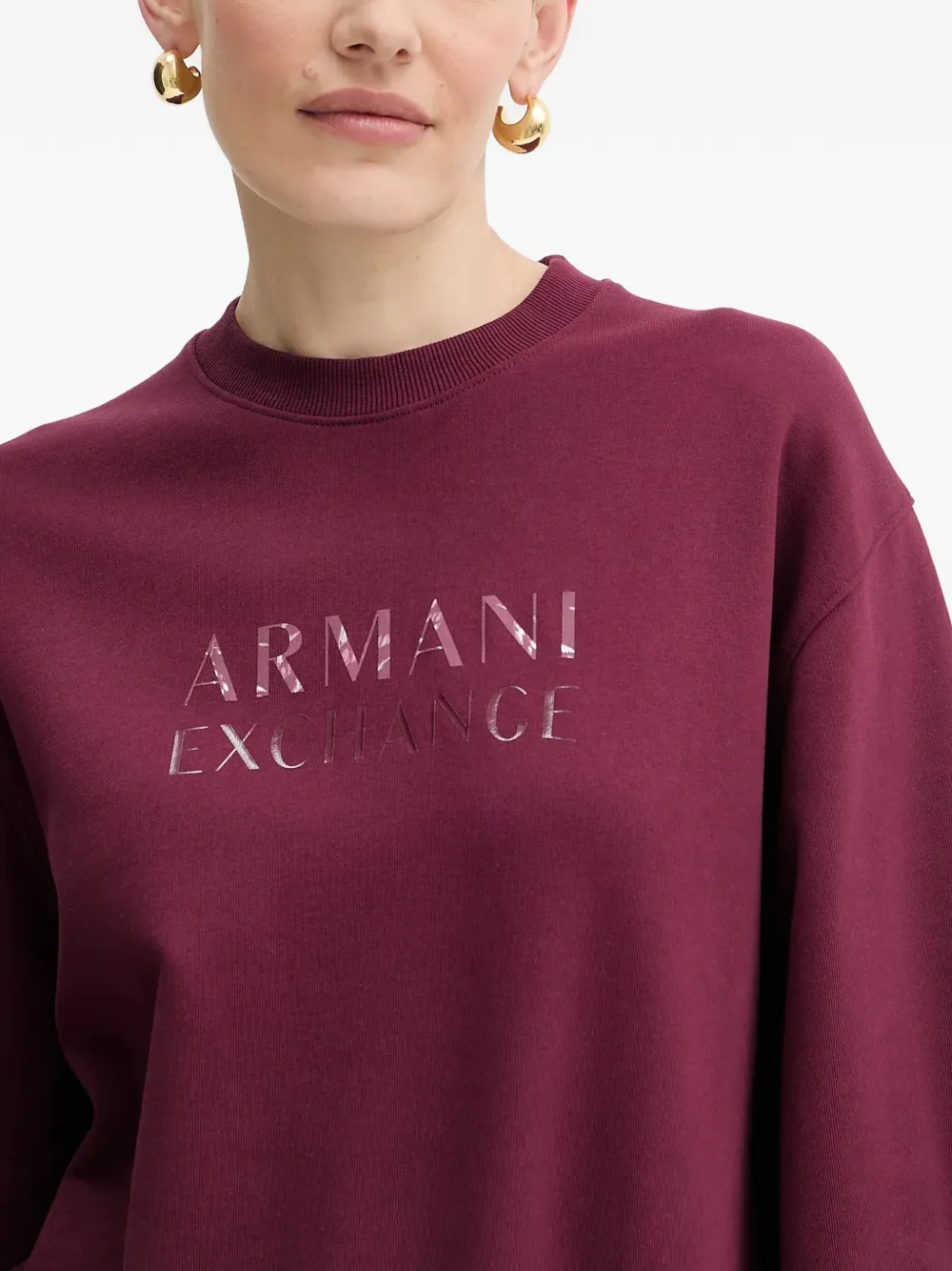 Armani Exchange Top met ronde hals en logo Rood