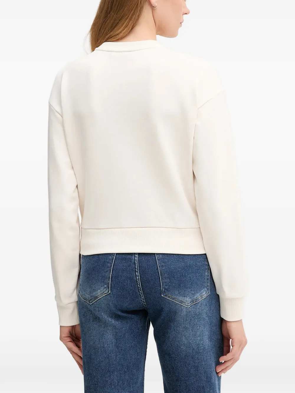 Armani Exchange Sweater met geribbelde manchetten Beige
