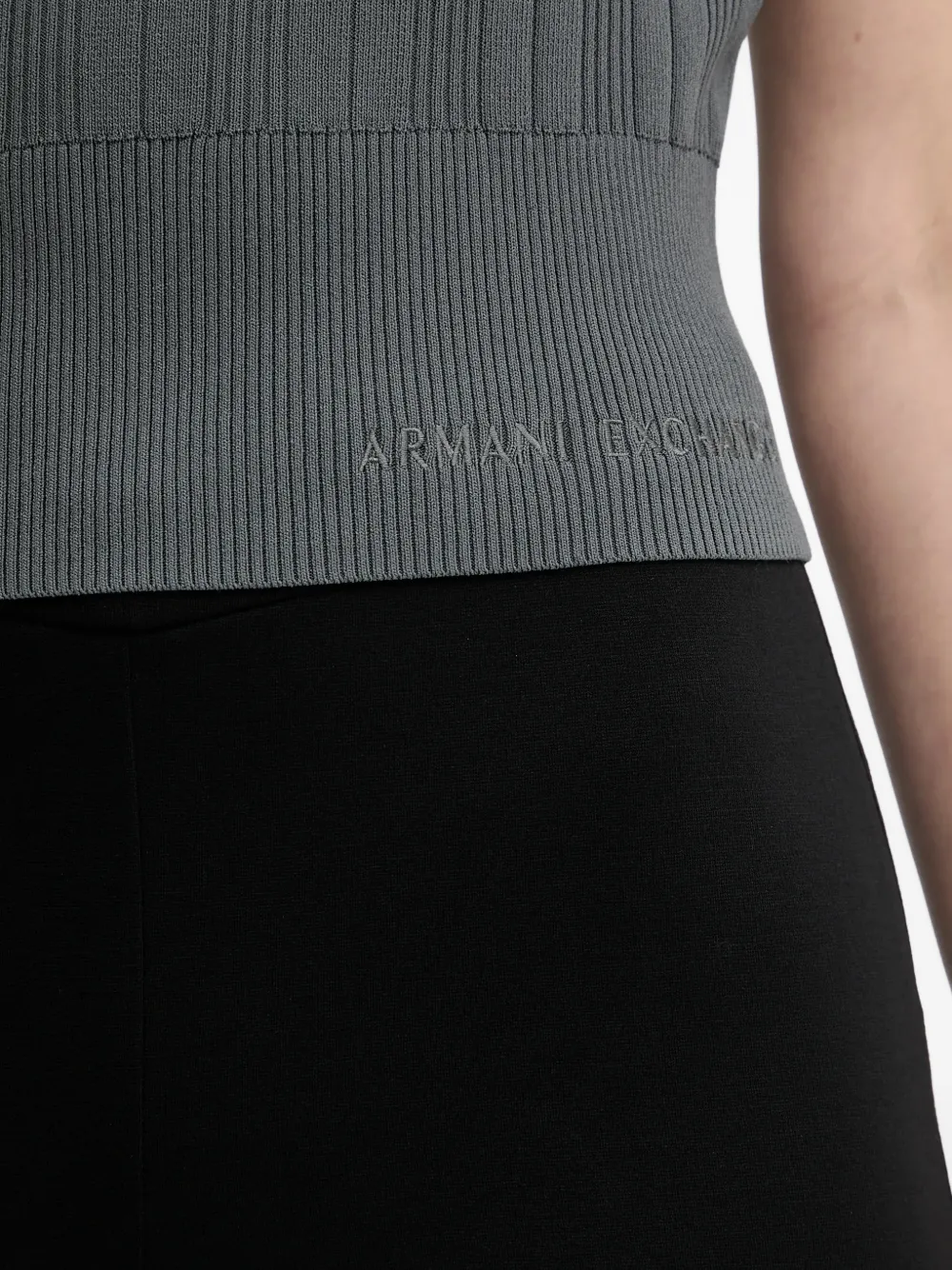 Armani Exchange Geribbelde top Grijs