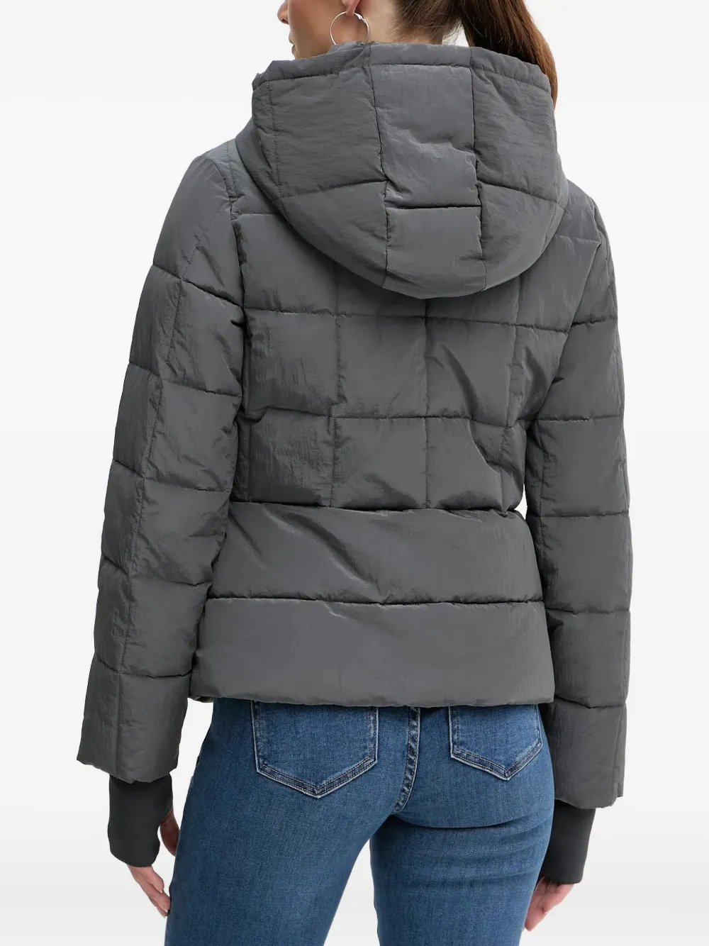 Armani Exchange Hooded Padded Jacket In Gray