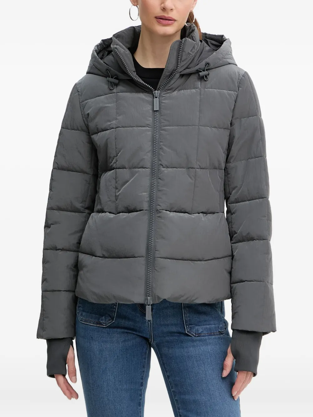 Armani Exchange Hooded Padded Jacket In Gray