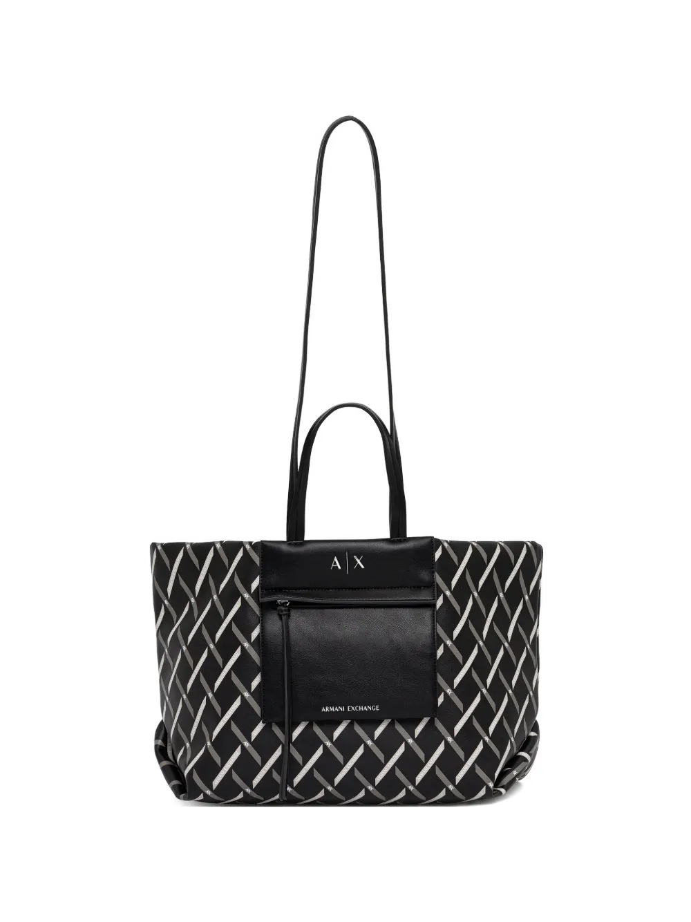 Armani Exchange patterned pocket tote bag - Nero