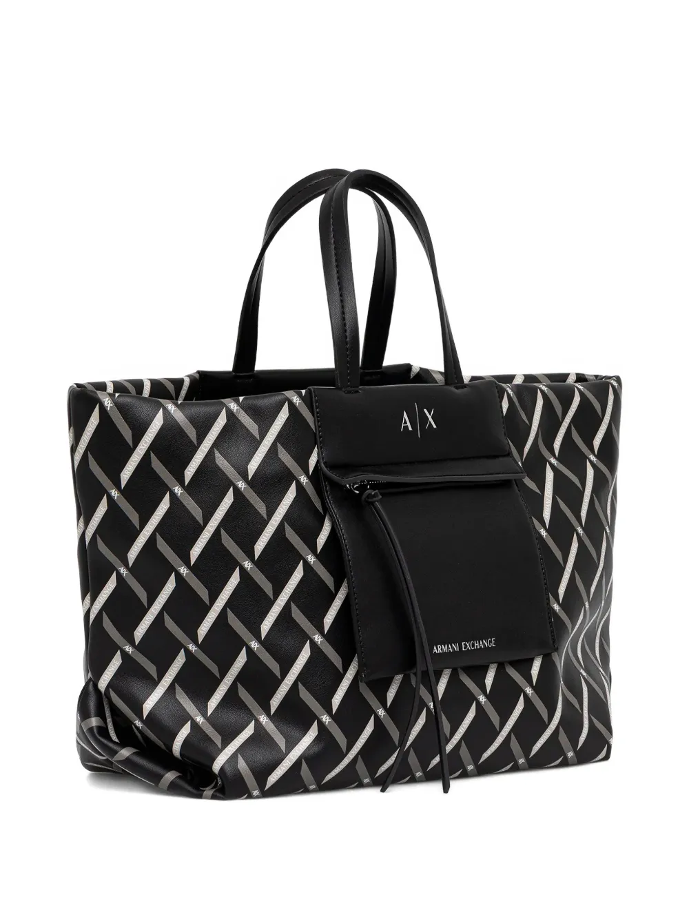  Armani Exchange Patterned Pocket Tote Bag - Black 