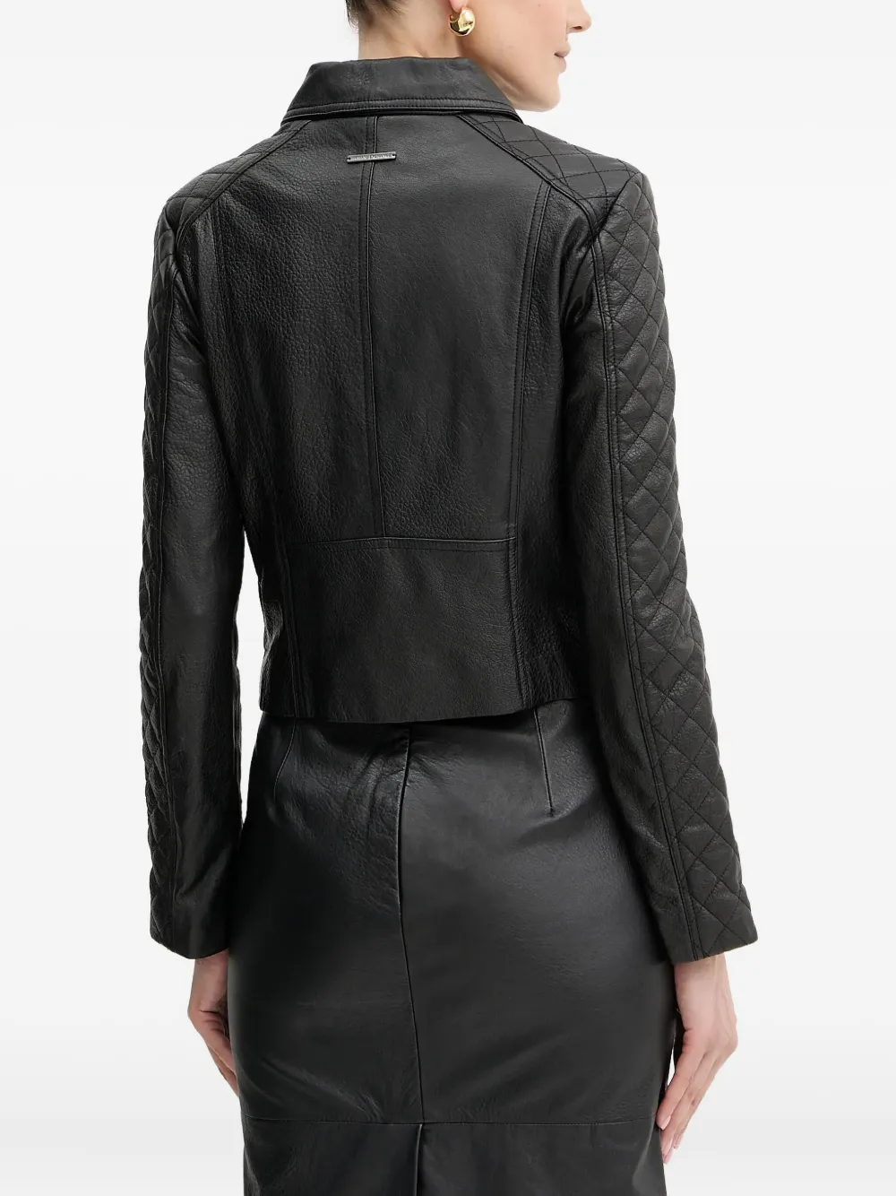Armani Exchange Quilted Zip Jacket In Black