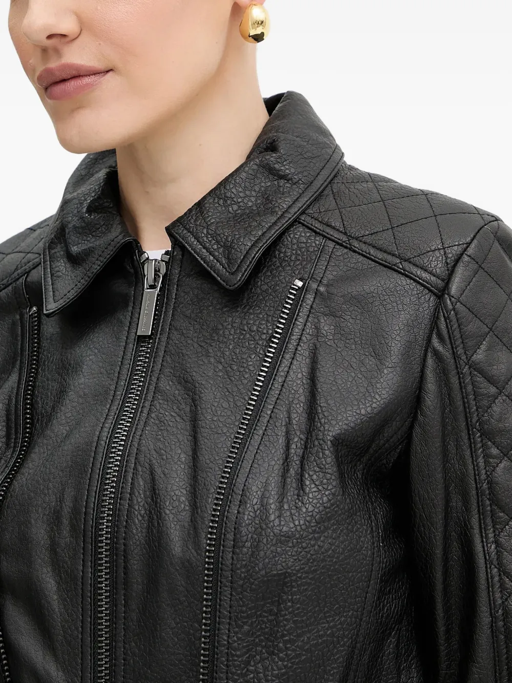 Armani Exchange Quilted Zip Jacket In Black