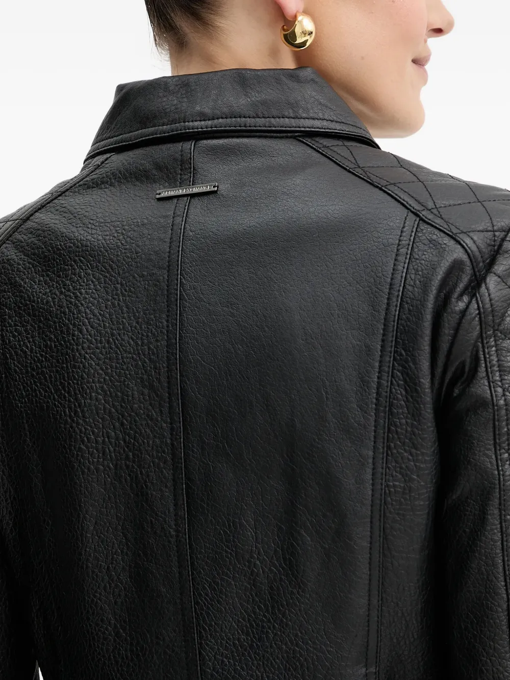 Armani Exchange Quilted Zip Jacket In Black