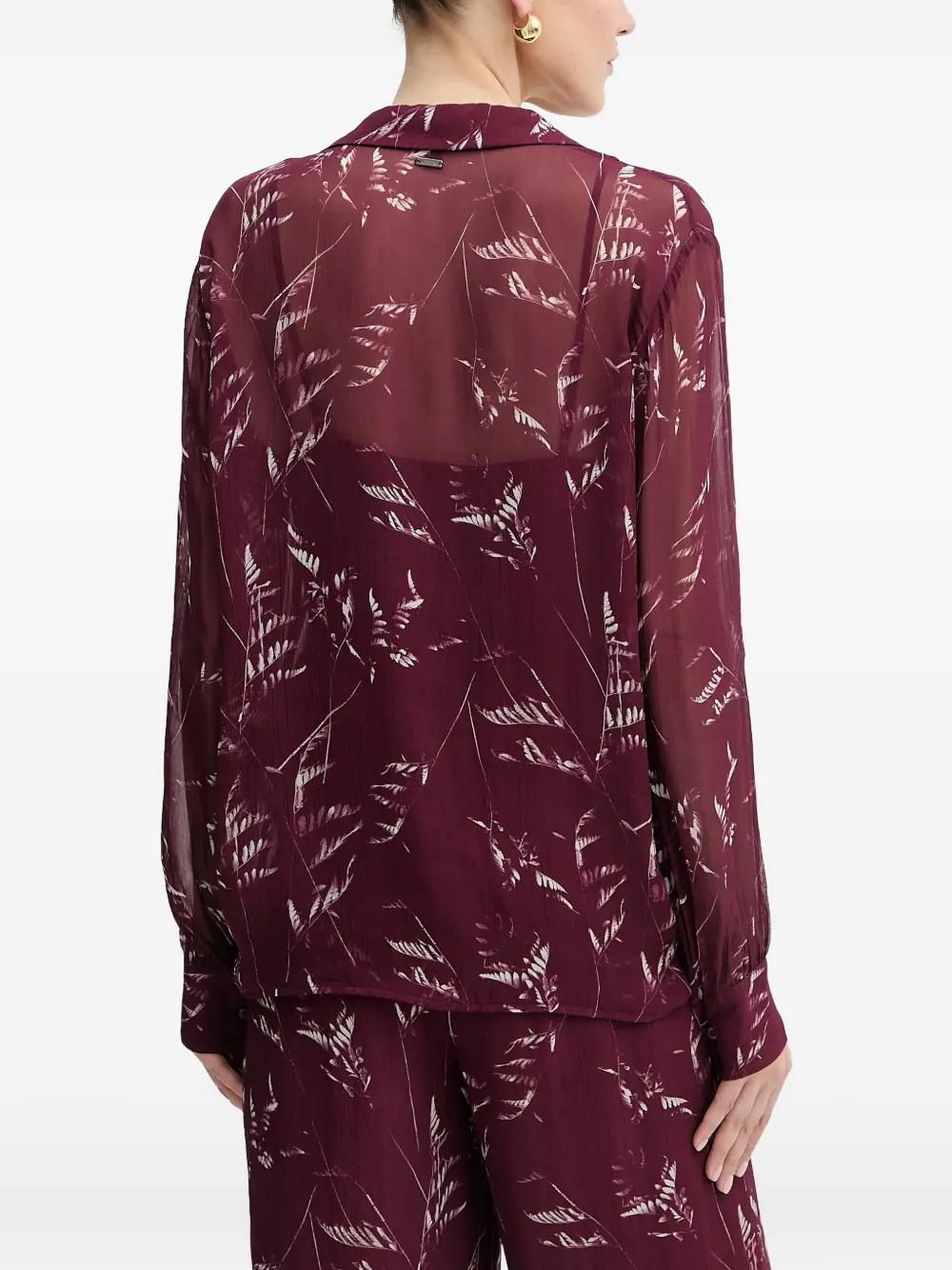  Armani Exchange Floral-print Long-sleeve Blouse - Purple 