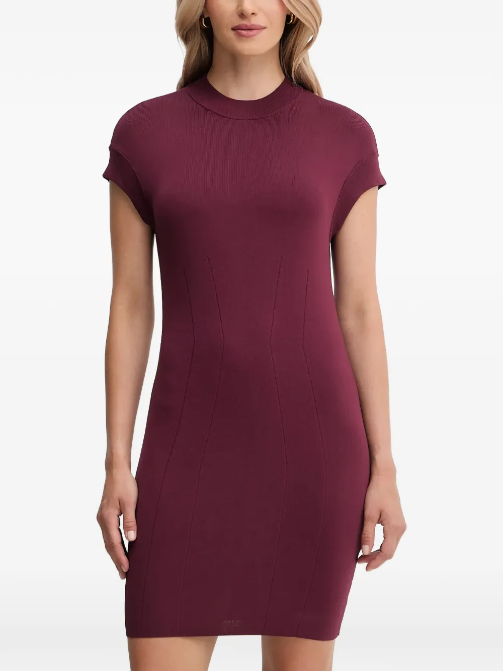 Armani Exchange crew neck panelled mini dress - Rosso