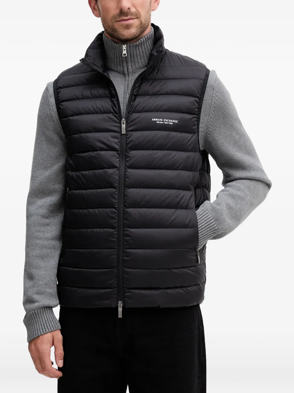 Armani Exchange zip-fastening quilted gilet - Schwarz