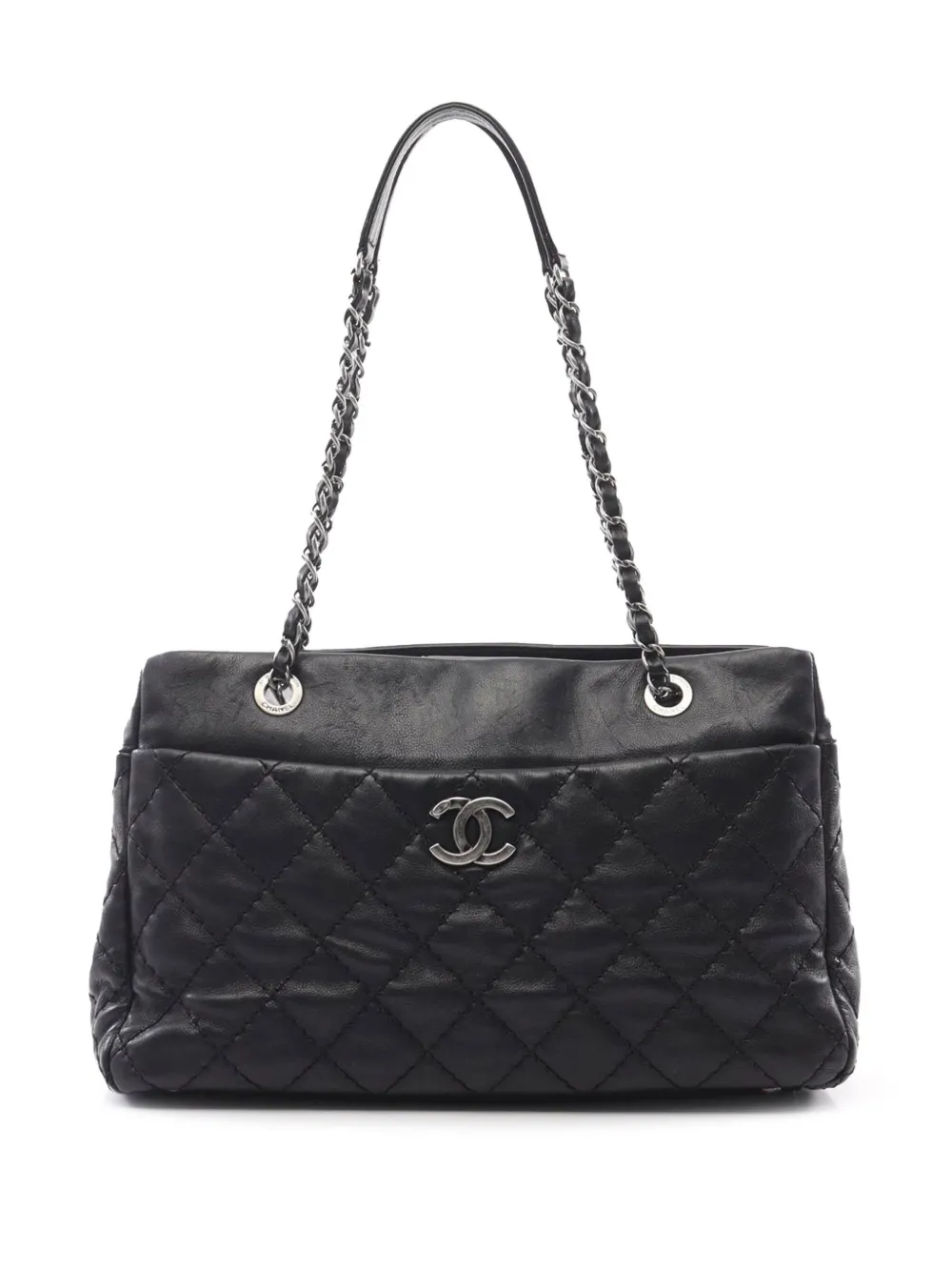 CHANEL Pre-Owned 2012-2013 ミディアム ココマーク マトラッセ カーフスキン ステッチイット ハンドバッグ - CHANEL Pre-Owned 2012-2013 ミディアム ココマーク マトラッセ カーフスキン ステッチイット ハンドバッグ -