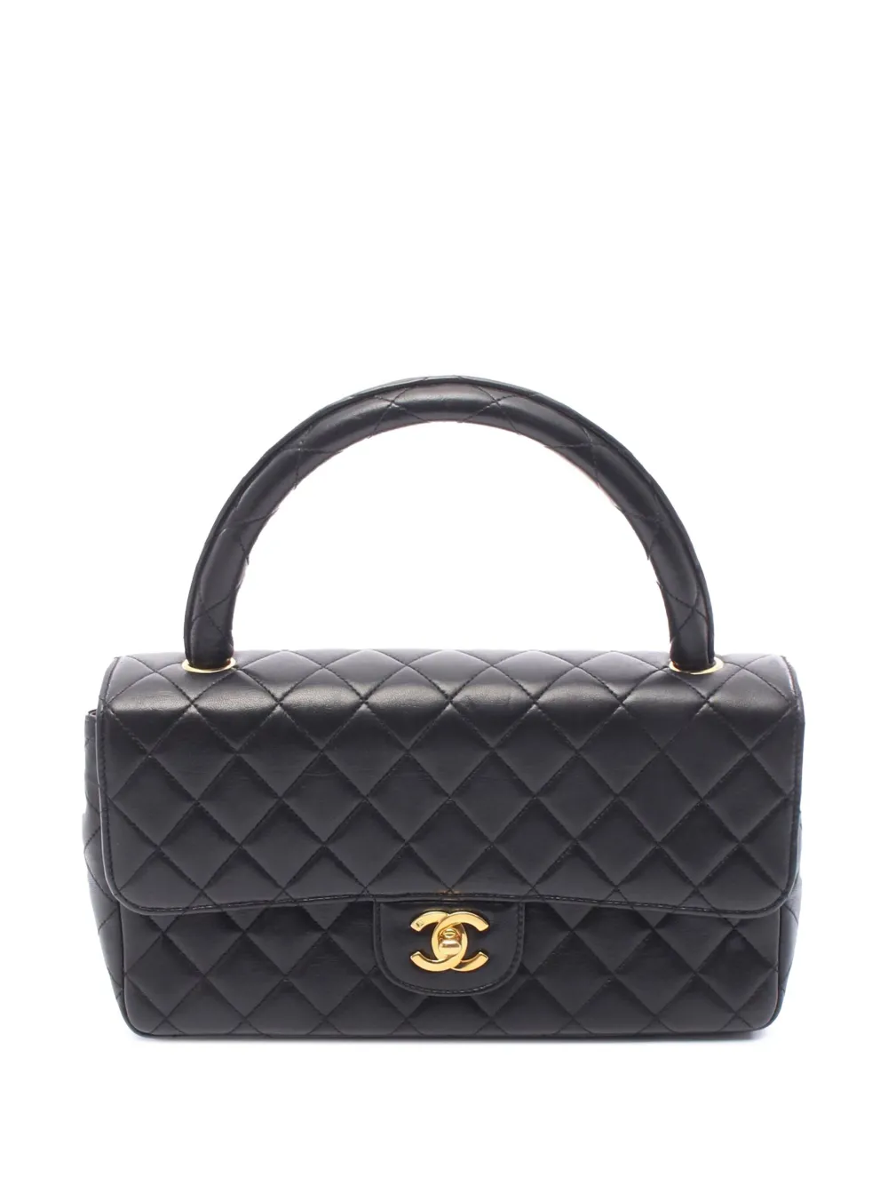 CHANEL Pre-Owned 1994-1996 ミディアム ラムスキン ケリー パテント トップハンドル ハンドバッグ - ブラック CHANEL Pre-Owned 1994-1996 ミディアム ラムスキン ケリー パテント トップハンドル ハンドバッグ - ブラック