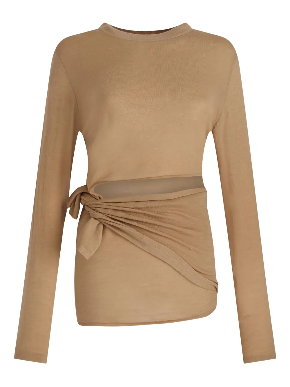 Loulou Top con nodo laterale in misto cashmere e cotone - Toni neutri