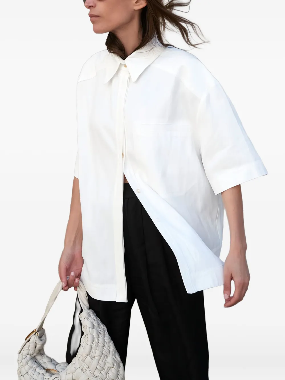 Loulou Moheli blouse met korte mouwen Wit