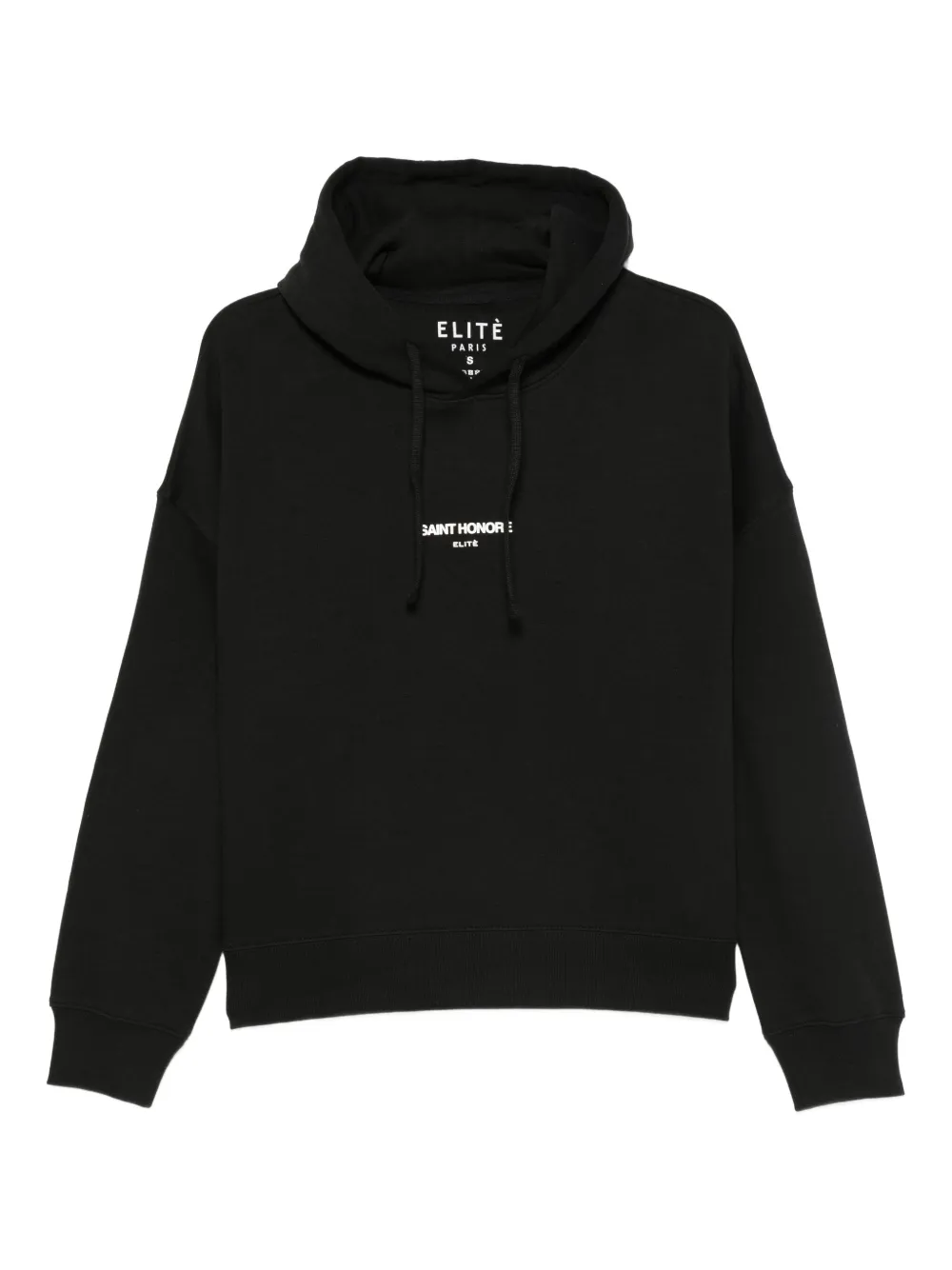 Elite drawstring-hood cotton hoodie | Black | Image 1