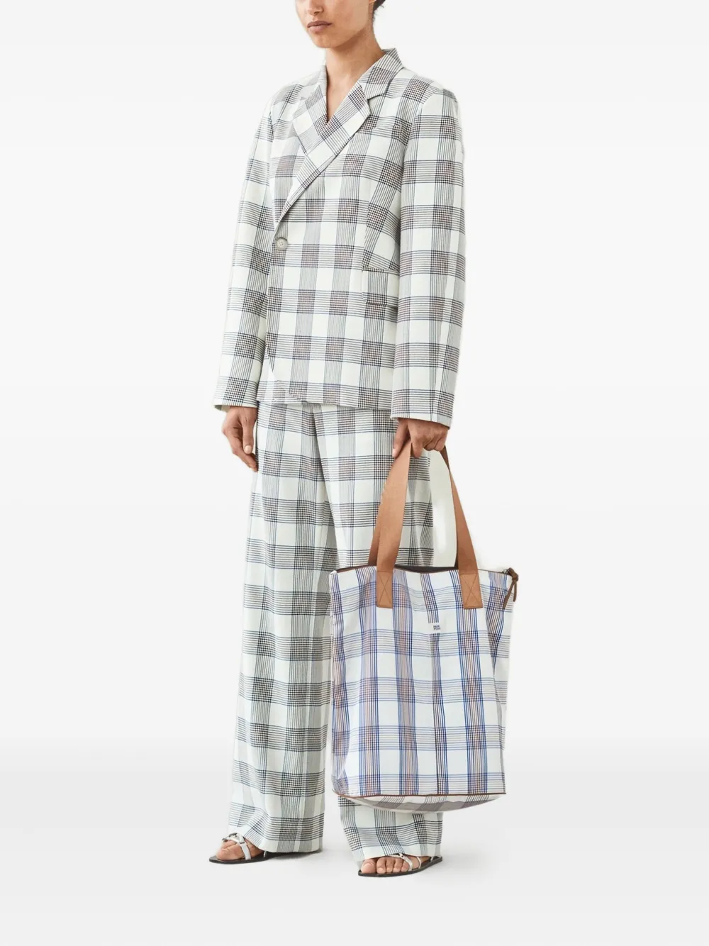 Baum Und Pferdgarten Check Asymmetrical Blazer In Gray