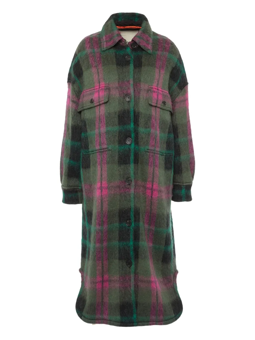 Circus Hotel Checked Wool Coat In Green
