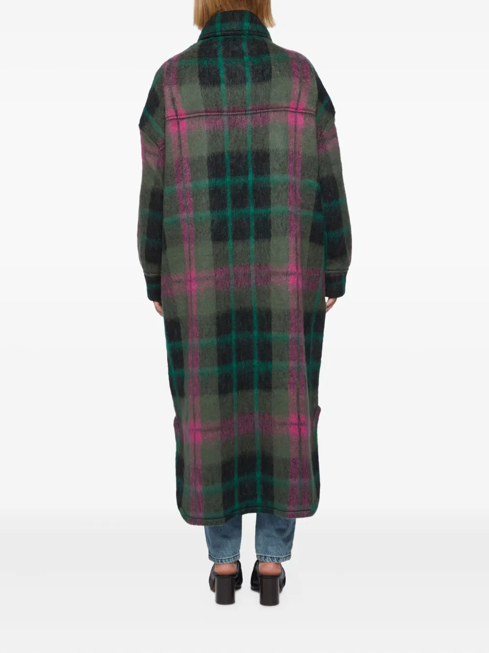 Circus Hotel Checked Wool Coat In Green