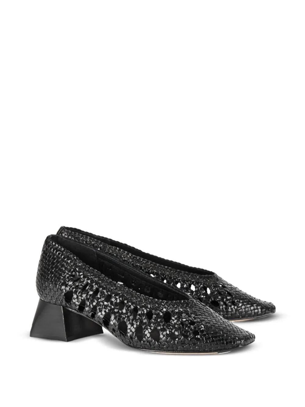 Miista 40mm Marina Woven Leather Pumps In Black