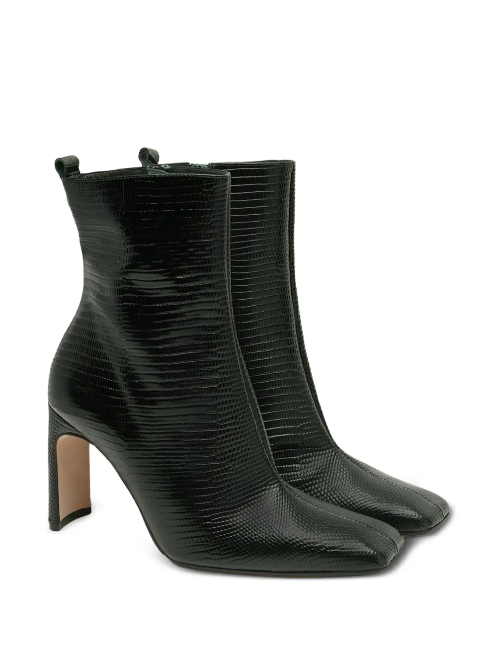 Miista 90mm Marcelle Snakeskin-effect Leather Square-toe Boots In Green