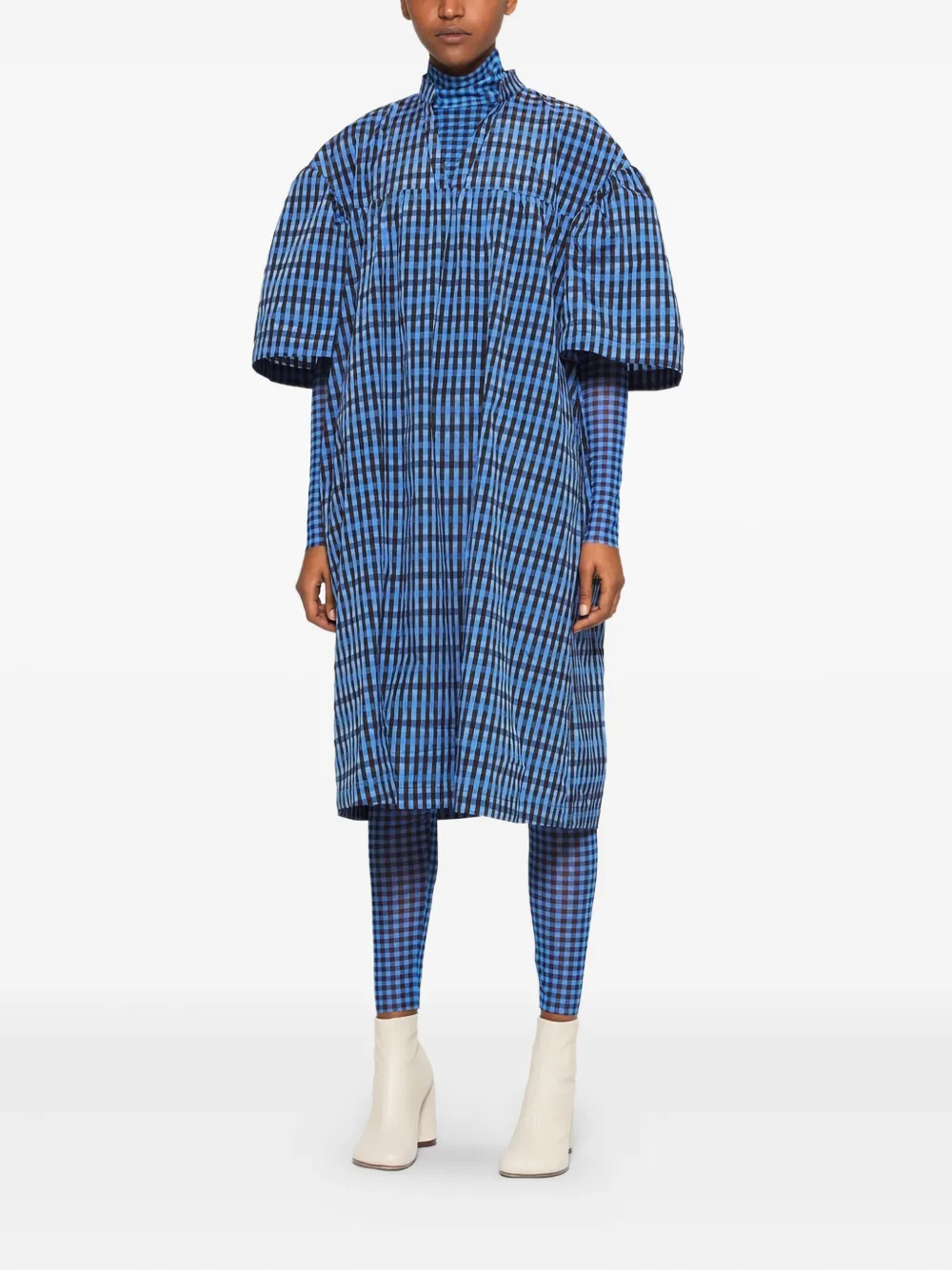 Baum Und Pferdgarten Aslau midi-jurk met gingham ruit en pofmouwen - Blauw