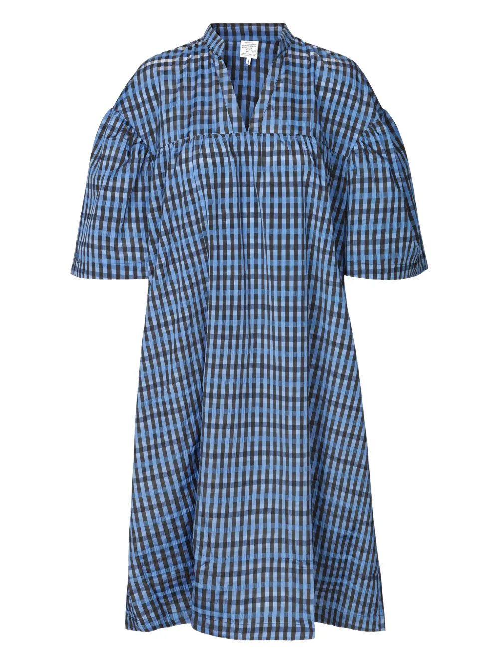 Baum Und Pferdgarten Aslau Gingham Puff-sleeve Midi Dress In Blue