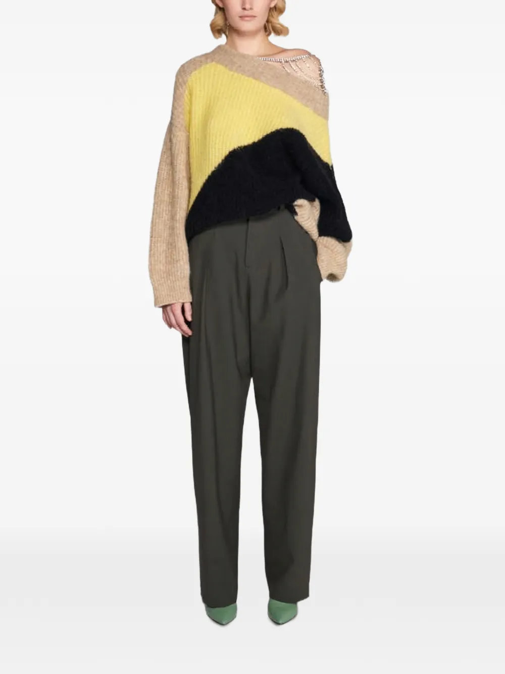  Circus Hotel Colour-block Crystal-embellished Sweater - Yellow 