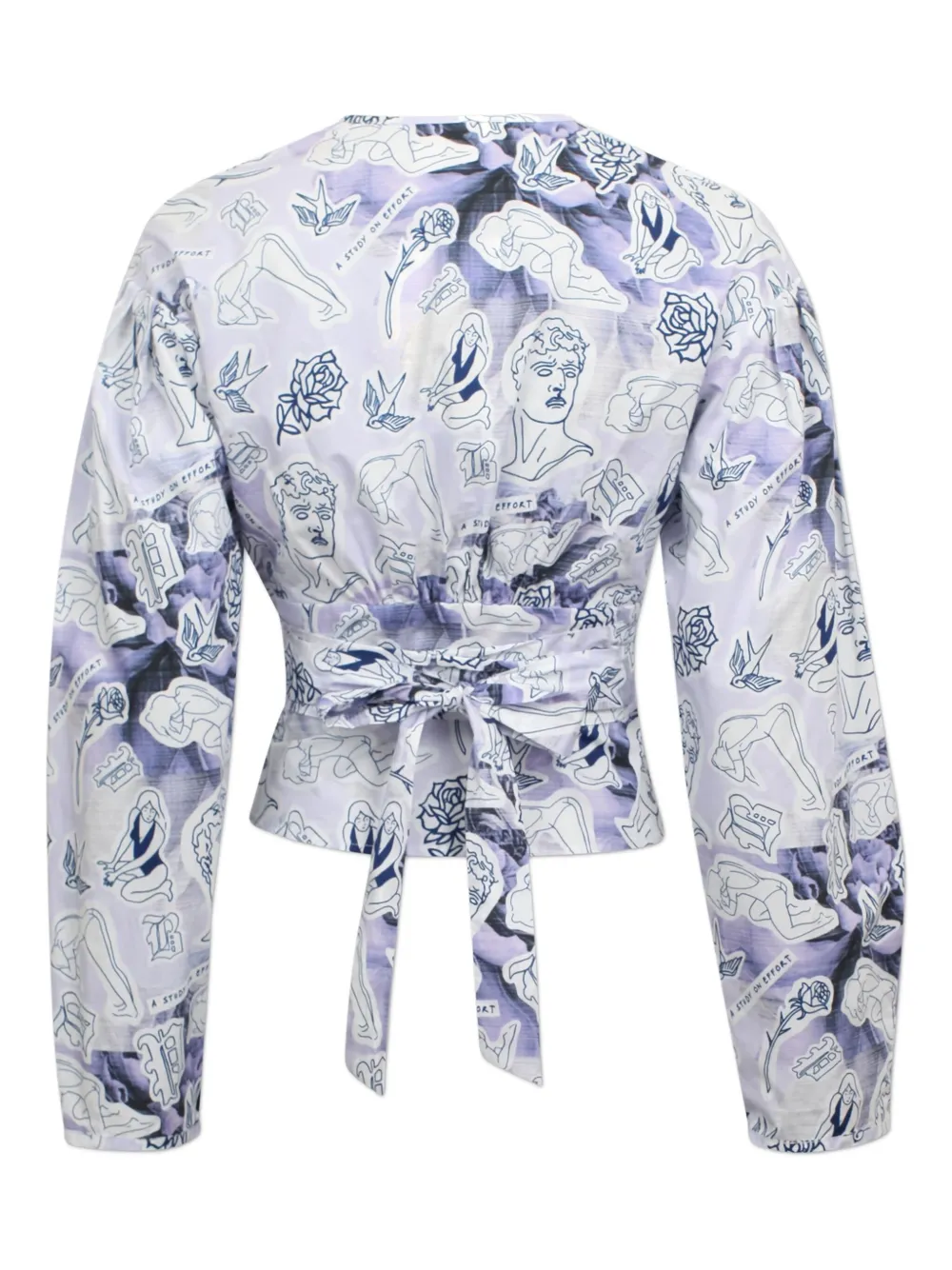Baum Und Pferdgarten Graphic-print Wrap Blouse In Blue
