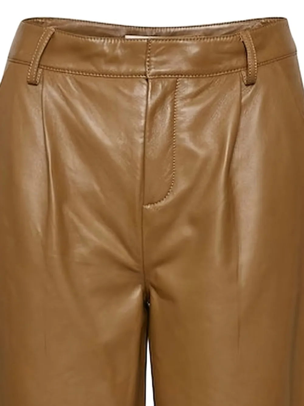Gestuz Aliah pleated leather trousers Bruin