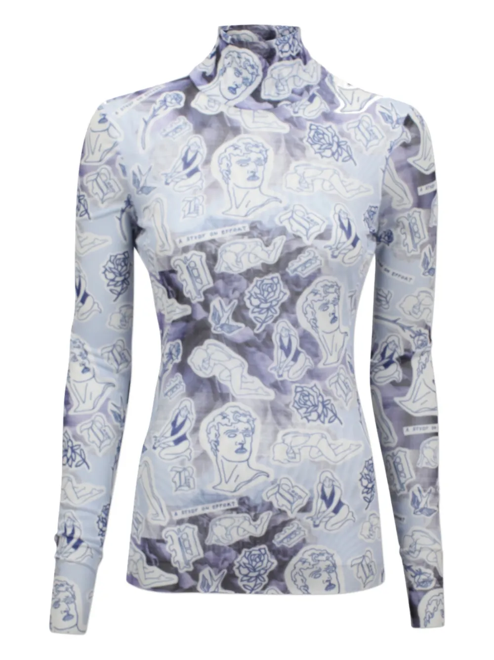Baum Und Pferdgarten graphic-print turleneck top - ブルー Baum Und Pferdgarten graphic-print turleneck top - ブルー