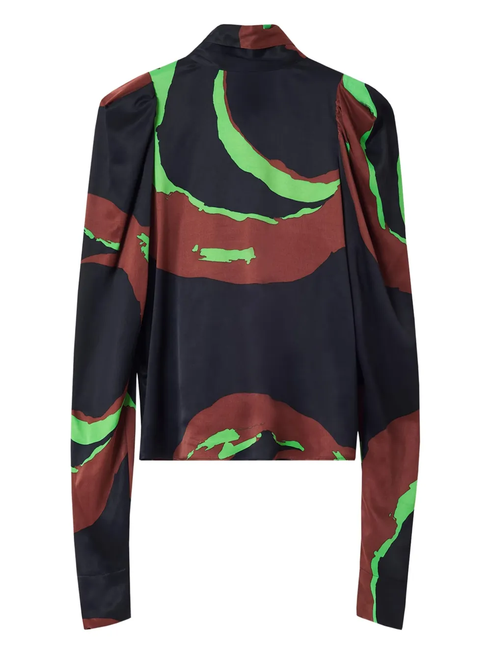 Rodebjer swirl-print puff-sleeve blouse Zwart